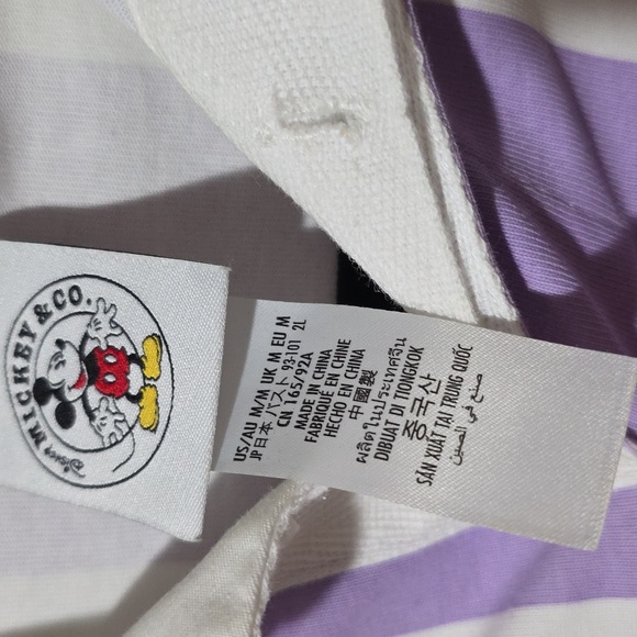 Mickey Mouse Purple and White Long Sleeve Cropped Shirt - Picture 3 of 4